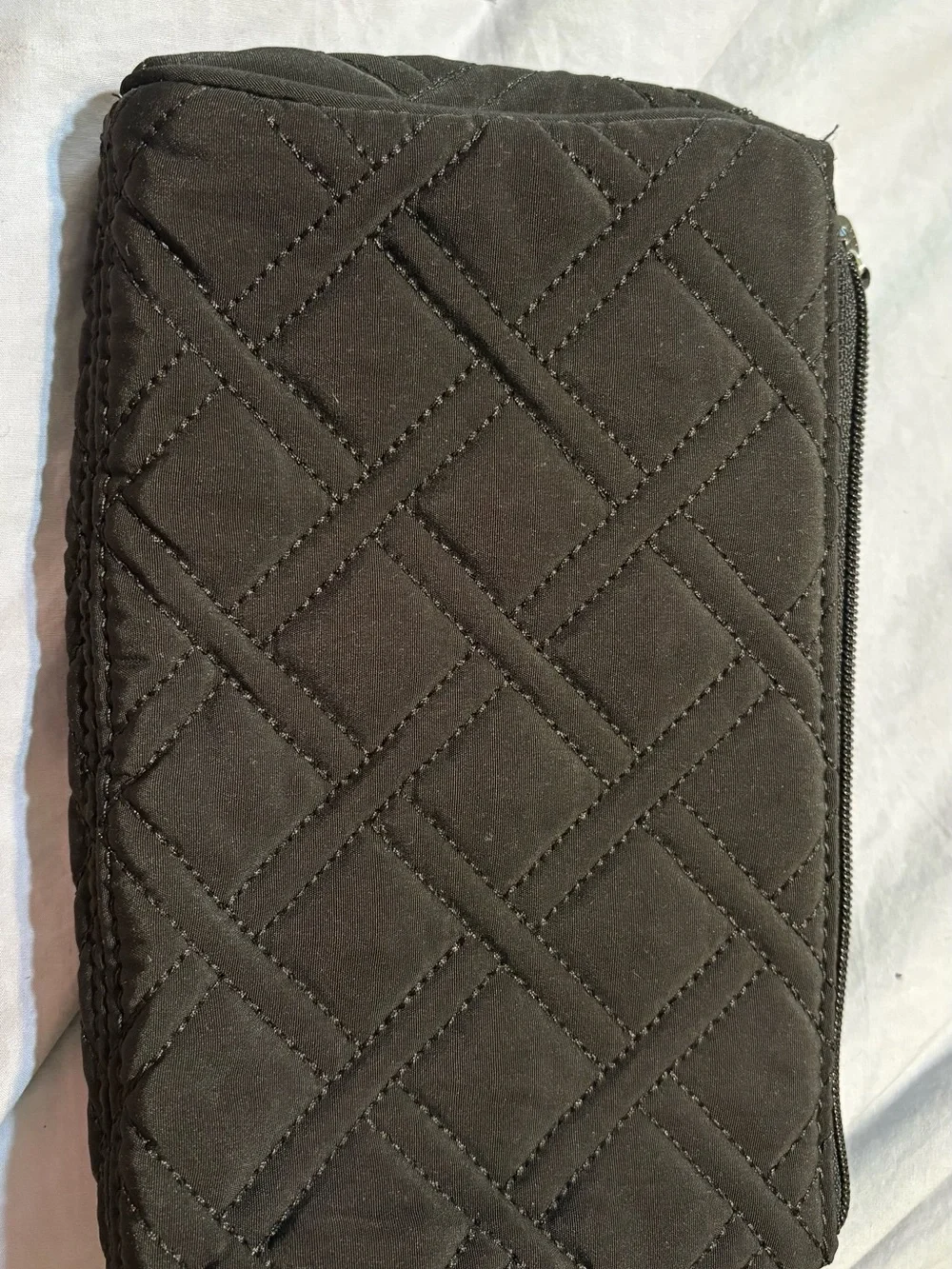 Vera Bradley Black Quilted Wristlet Clutch with Silver Hardware